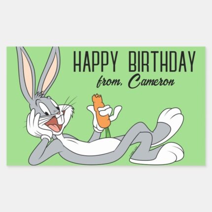 BUGS BUNNY™ Lying Down Happy Birthday Rectangular Sticker
