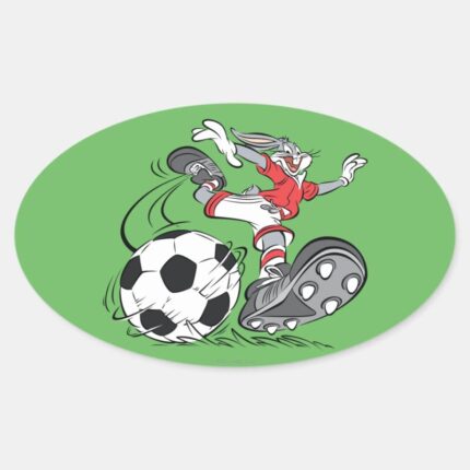 BUGS BUNNY™ Playing Soccer Oval Sticker