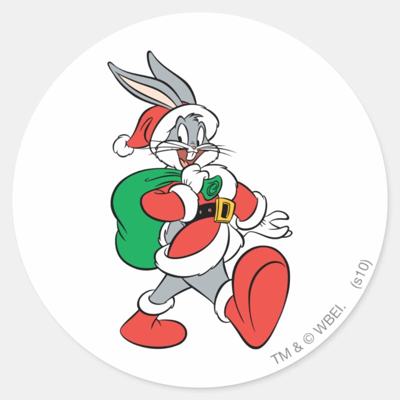 BUGS BUNNY™ Santa Classic Round Sticker BUGS BUNNY™ Santa Classic Round Sticker
