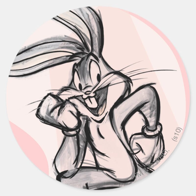 BUGS BUNNY™ Thinker Light Pink Classic Round Sticker BUGS BUNNY™ Thinker Light Pink Classic Round Sticker