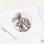 BUGS BUNNY™ Thinker Light Pink Classic Round Sticker