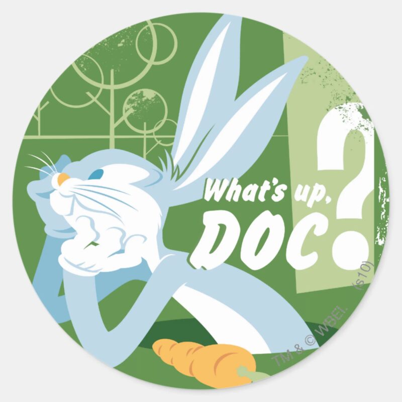 BUGS BUNNY™ Whats Up Doc Classic Round Sticker BUGS BUNNY™ Whats Up Doc Classic Round Sticker