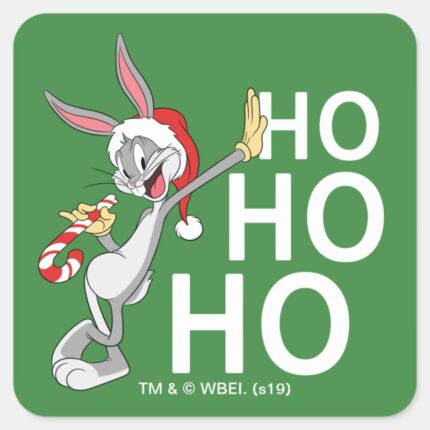 BUGS BUNNY™ With Candy Cane Square Sticker