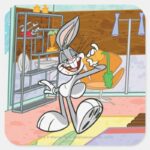 BUGS BUNNY™ With Carrot Square Sticker