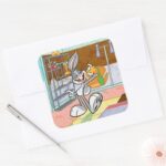 BUGS BUNNY™ With Carrot Square Sticker