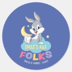 Baby BUGS BUNNY™ Thats All Folks Classic Round Sticker