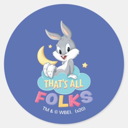 Baby BUGS BUNNY™ Thats All Folks Classic Round Sticker