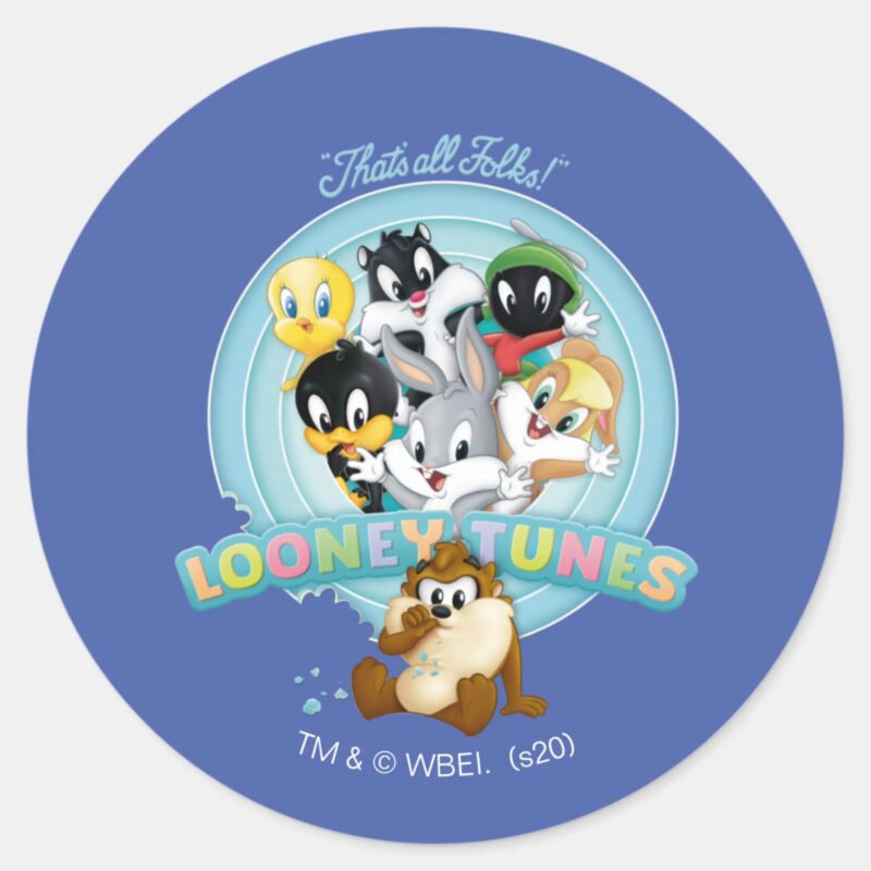 Baby LOONEY TUNES™ Logo Thats All Folks Classic Round Sticker