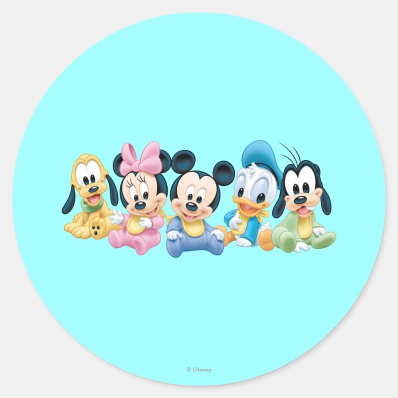 Baby Mickey Friends Classic Round Sticker