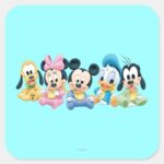 Baby Mickey Friends Square Sticker