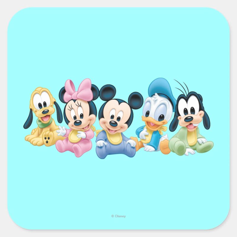 Baby Mickey Friends Square Sticker