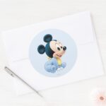 Baby Mickey Blue Pajamas Classic Round Sticker