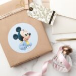 Baby Mickey Blue Pajamas Classic Round Sticker