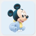 Baby Mickey Blue Pajamas Square Sticker