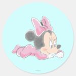 Baby Minnie Mouse Pink Pajamas Classic Round Sticker