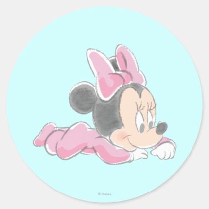 Baby Minnie Mouse Pink Pajamas Classic Round Sticker