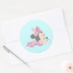 Baby Minnie Mouse Pink Pajamas Classic Round Sticker