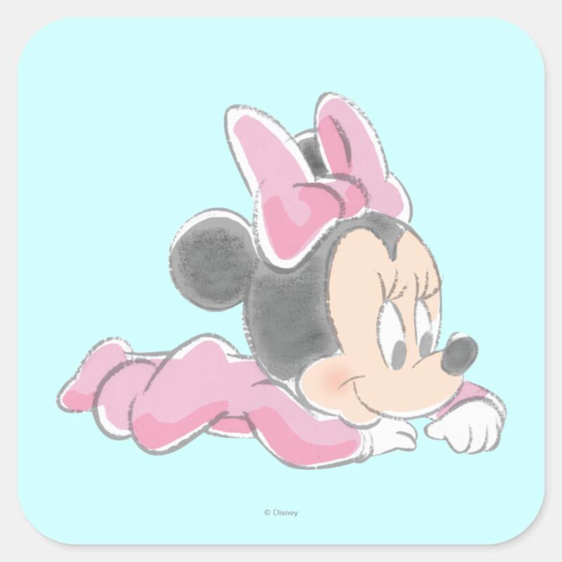 Baby Minnie Mouse Pink Pajamas Square Sticker