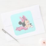 Baby Minnie Mouse Pink Pajamas Square Sticker