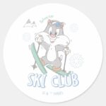 Baby SYLVESTER™ Ski Club Classic Round Sticker