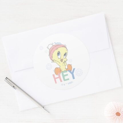 Baby TWEETY™ Hey Snow Classic Round Sticker