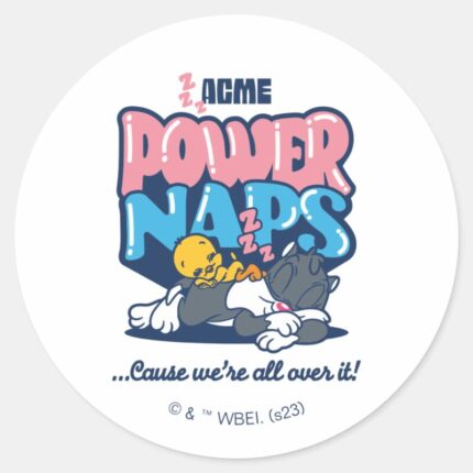 Baby TWEETY™ SYLVESTER™ Power Naps Classic Round Sticker