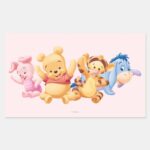 Baby Winnie The Pooh Friends Rectangular Sticker
