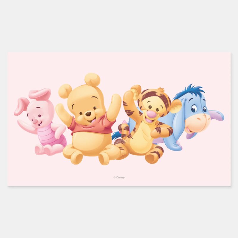 Baby Winnie The Pooh Friends Rectangular Sticker Baby Winnie The Pooh Friends Rectangular Sticker