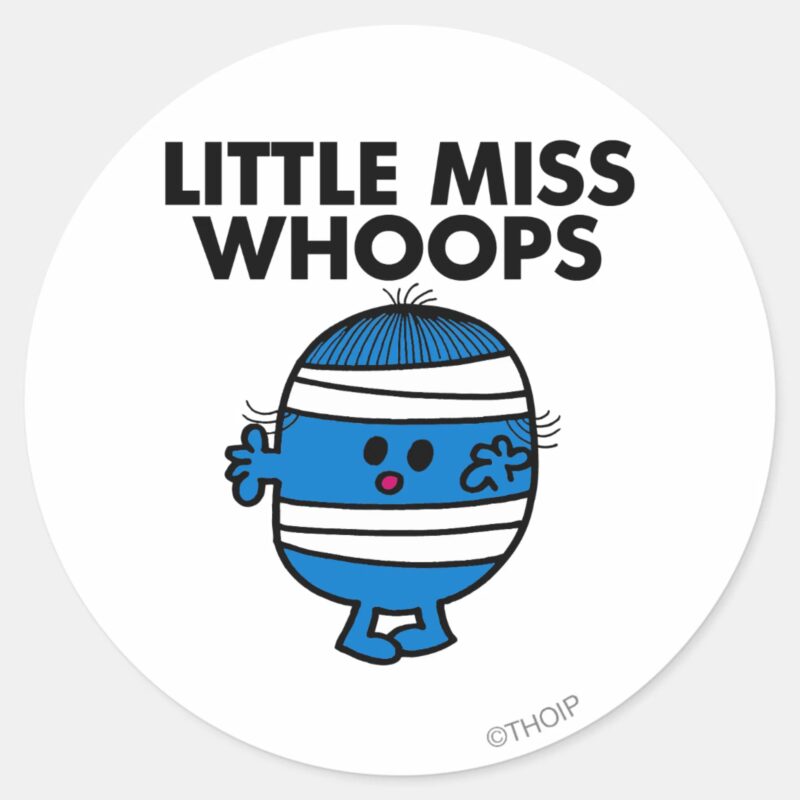 Bandaged Little Miss Whoops Classic Round Sticker Bandaged Little Miss Whoops Classic Round Sticker
