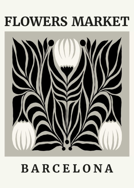 Barcelona Flowers Market Logo Poster