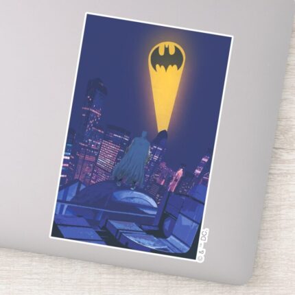 Bat Signal Over Gotham Sticker