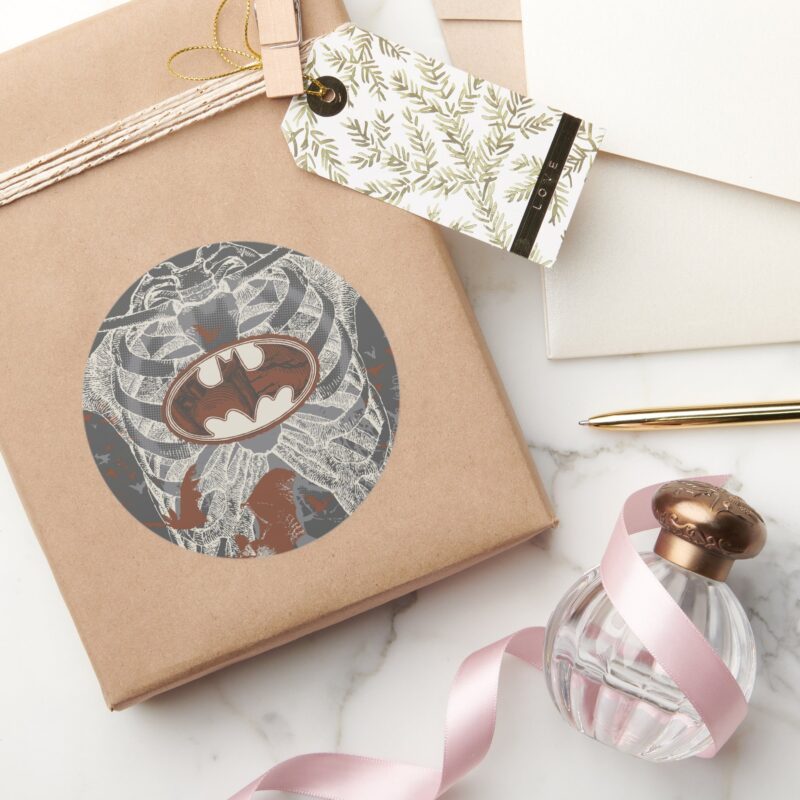 Bat Symbol Ribcage Vintage Collage Classic Round Sticker