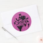 Batgirl Ink Brush Name Classic Round Sticker