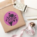 Batgirl Ink Brush Name Classic Round Sticker