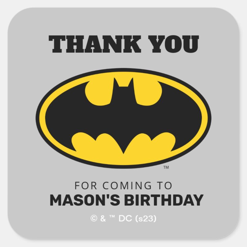 Batman Gotham City Thank You Square Sticker Batman Gotham City Thank You Square Sticker