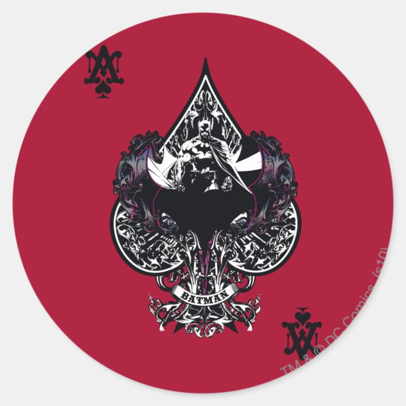Batman Ace Of Spaces Gothic Crest Classic Round Sticker Batman Ace Of Spaces Gothic Crest Classic Round Sticker
