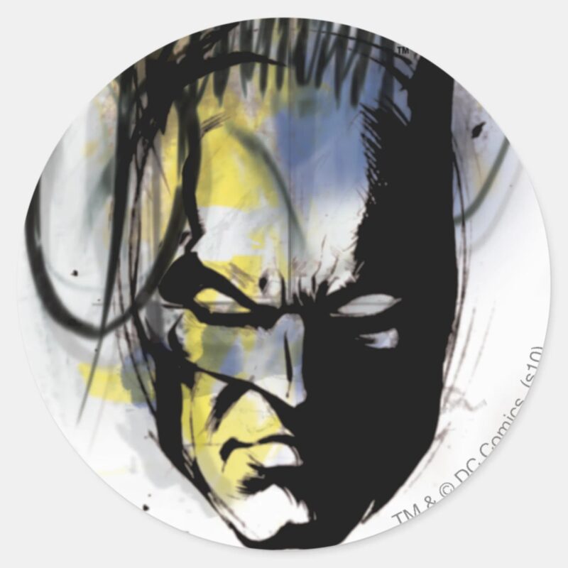 Batman Airbrush Portrait Classic Round Sticker Batman Airbrush Portrait Classic Round Sticker