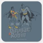 Batman And Robin Distressed Graphic Square Sticker