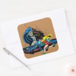 Batman And Robin In Batcave Square Sticker