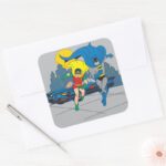 Batman And Robin Running Square Sticker
