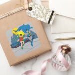 Batman And Robin Running Square Sticker