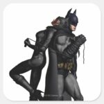 Batman Arkham City Batman And Catwoman Square Sticker