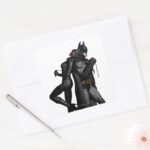 Batman Arkham City Batman And Catwoman Square Sticker