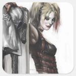 Batman Arkham City Harley Quinn Illustration Square Sticker