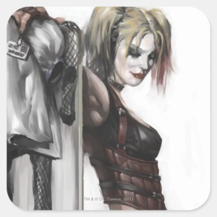 Batman Arkham City Harley Quinn Illustration Square Sticker