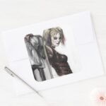 Batman Arkham City Harley Quinn Illustration Square Sticker