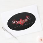 Batman Arkham Knight Red Logo Oval Sticker