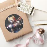 Batman Arkham Knight Harley Quinn With Bat Classic Round Sticker