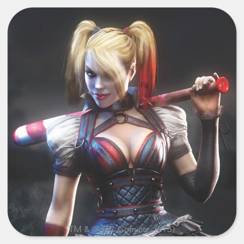 Batman Arkham Knight Harley Quinn With Bat Square Sticker Batman Arkham Knight Harley Quinn With Bat Square Sticker