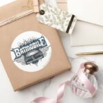 Batman Car And Flames Classic Round Sticker